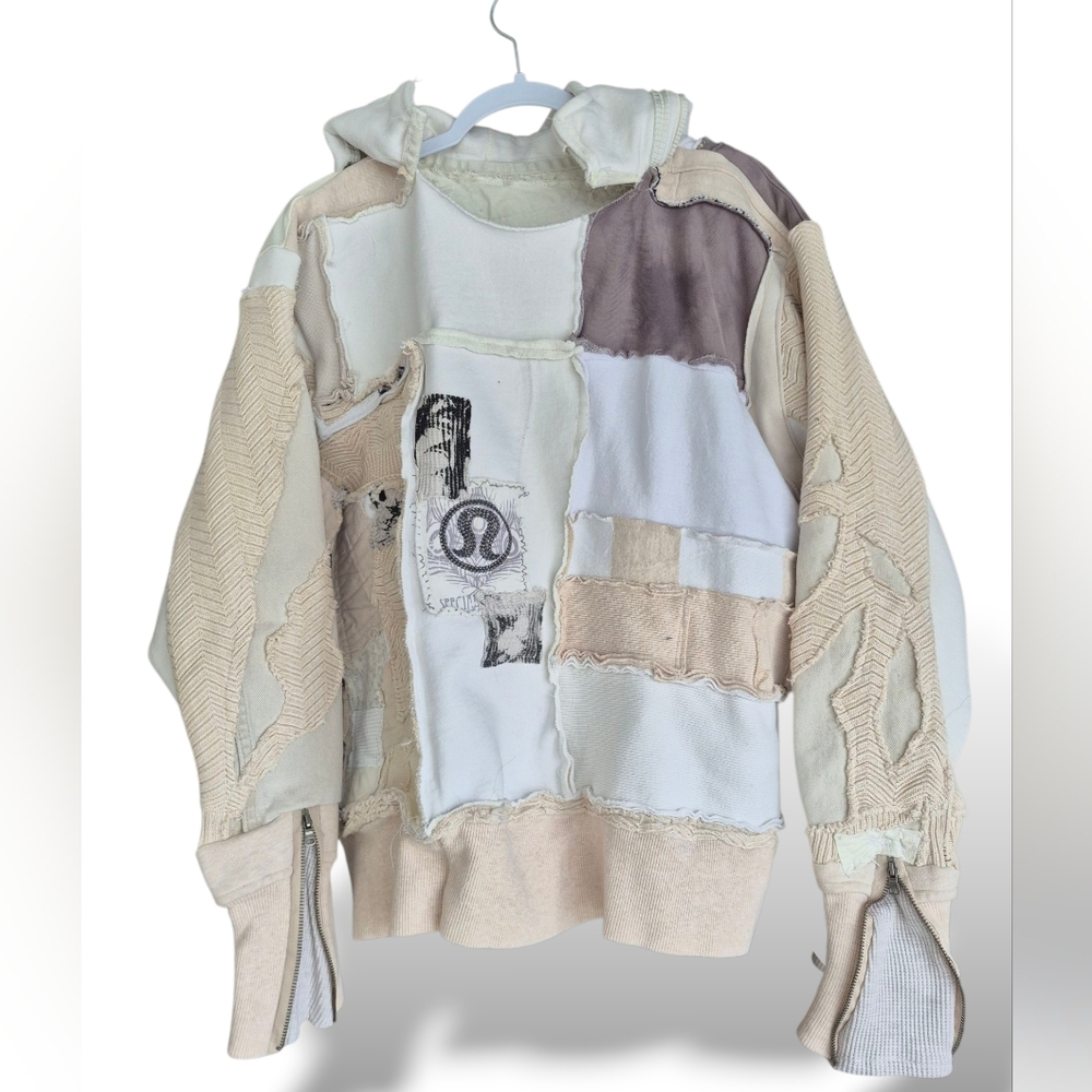 Cream Patchwork Hoodie